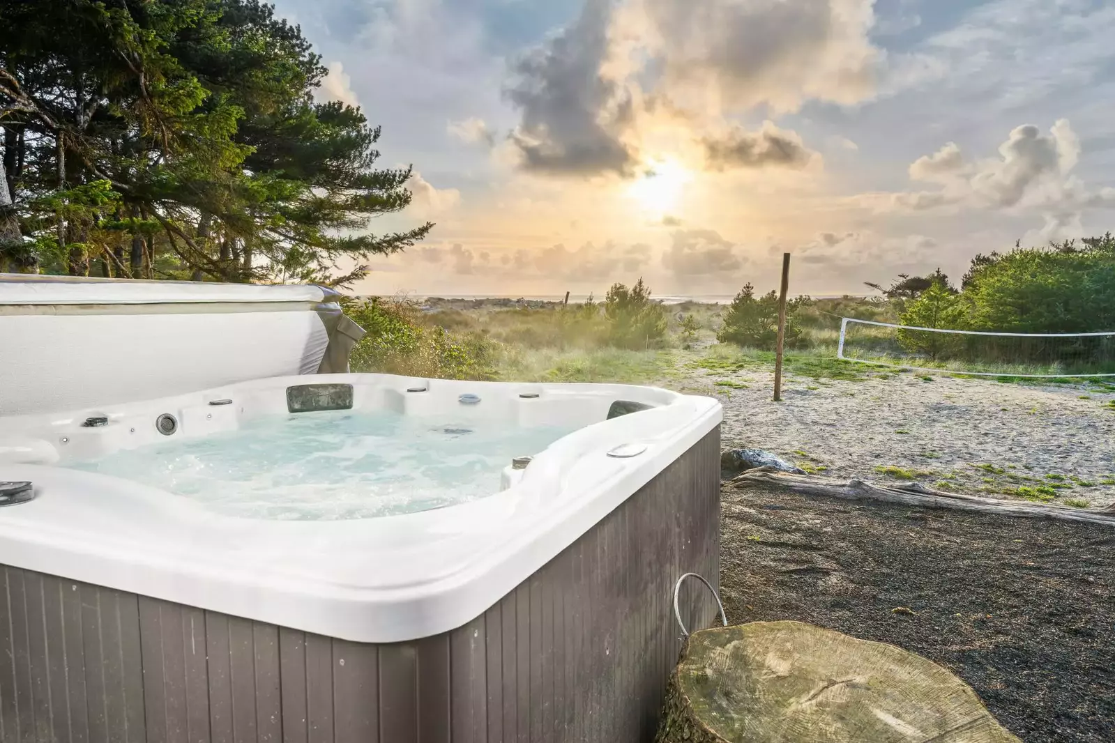 The private hot tub is a great way to relax the muscles after a day of fun.