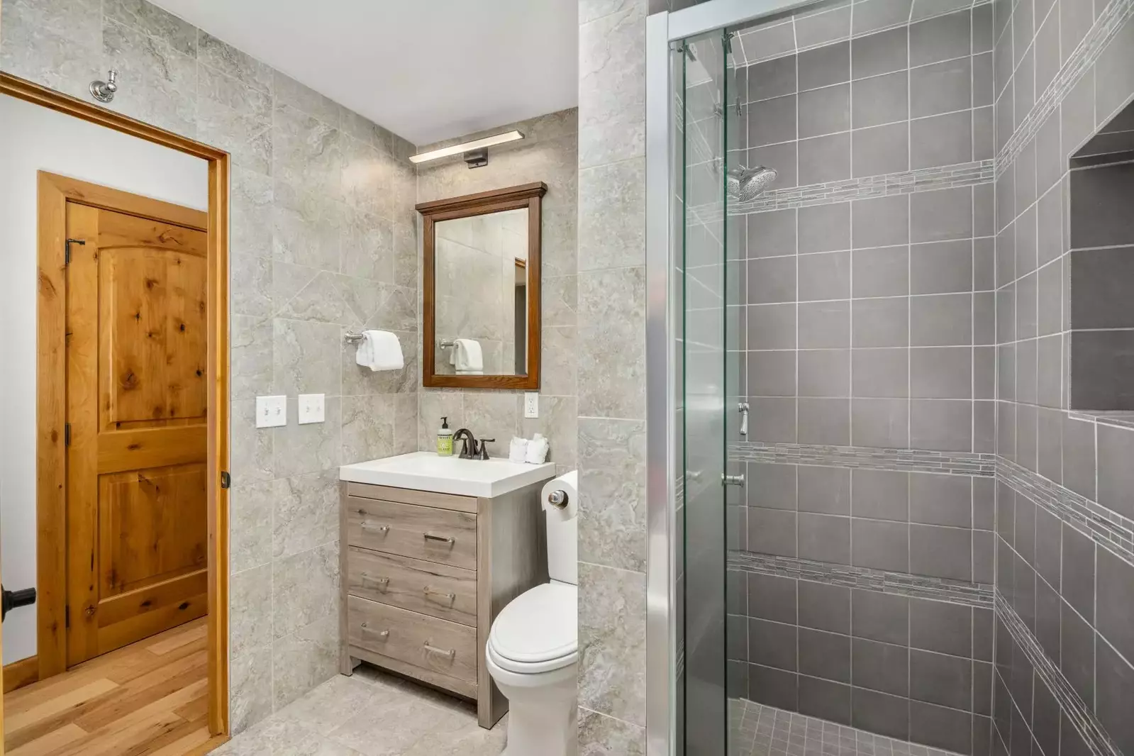 The showers are spacious, up to date, and have excellent water pressure.