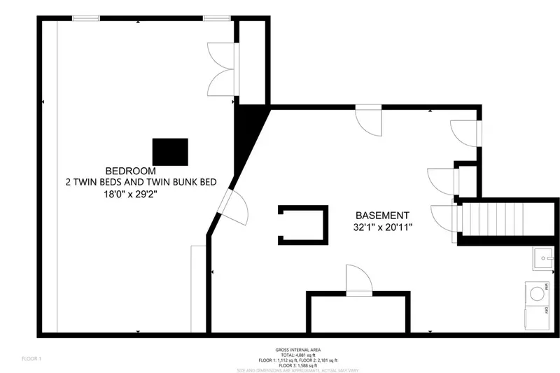 A detailed floor plan of HillsHyde Escape's Basement.