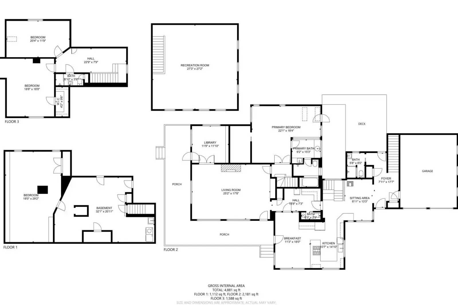 A detailed floor plan of HillsHyde Escape's in full.