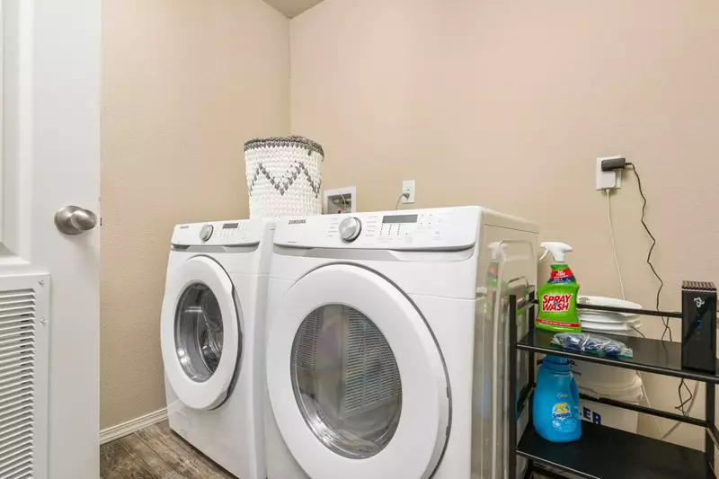 This rental has an up to date washing machine and dryer for guest use.