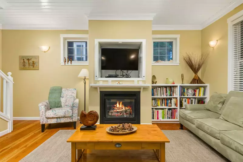 Watch you favorite movies, shows, and sports on this smart tv while relaxing in front of a cozy fire.