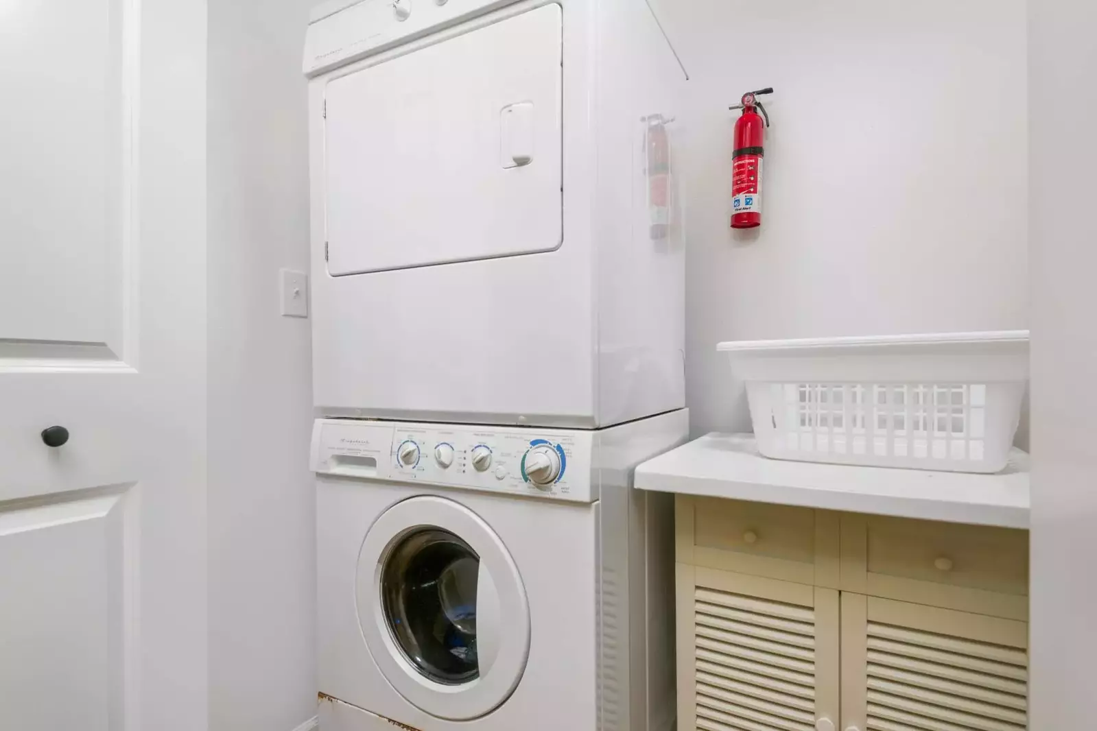 This rental has an up to date washing machine and dryer for guest use.
