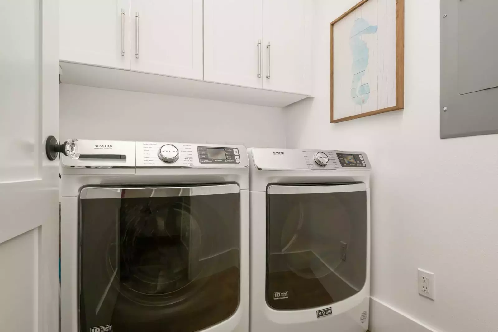 This rental has an up to date washing machine and dryer for guest use.
