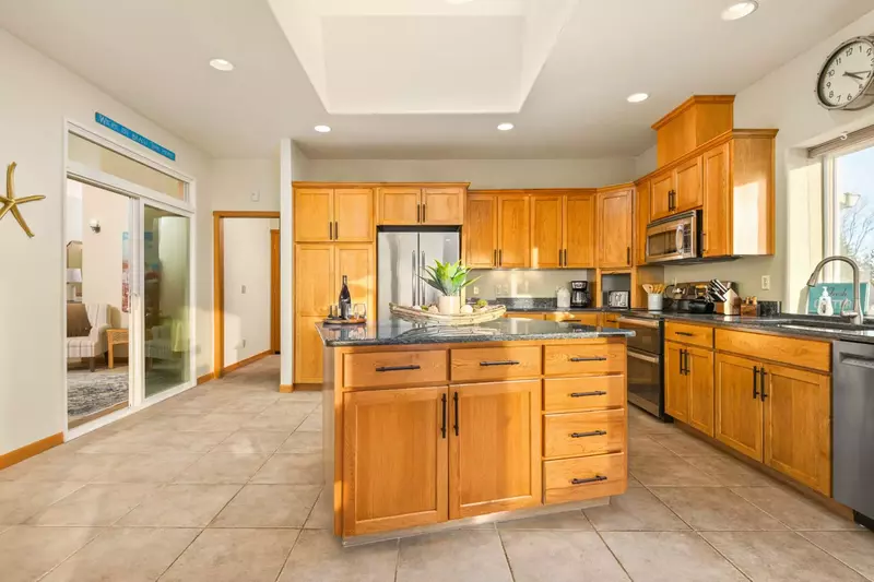 The kitchen is large and up to date with plenty of cooking gear. It is the perfect place to cook some local seafood.