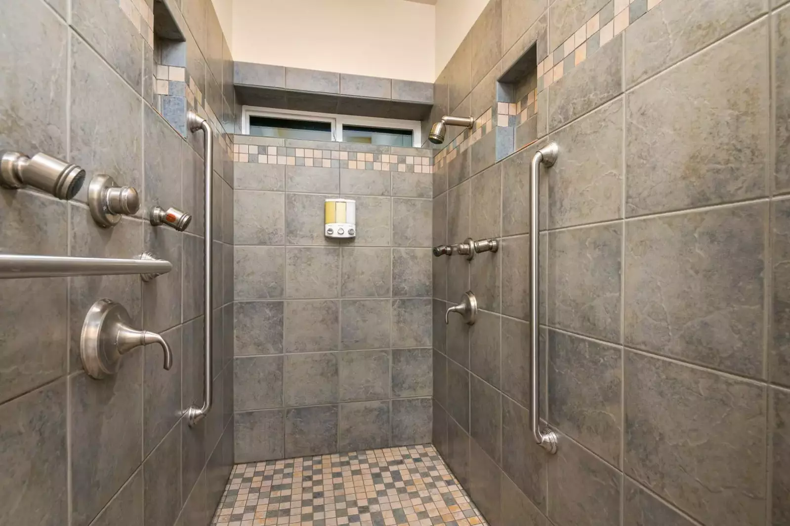 The shower is large, state of the art, and incredibly luxurious. Practically a spa!