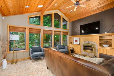 Watch you favorite movies, shows, and sports on this smart tv while relaxing in front of a cozy fire.