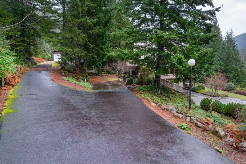 The driveway and road are plowed during winter.