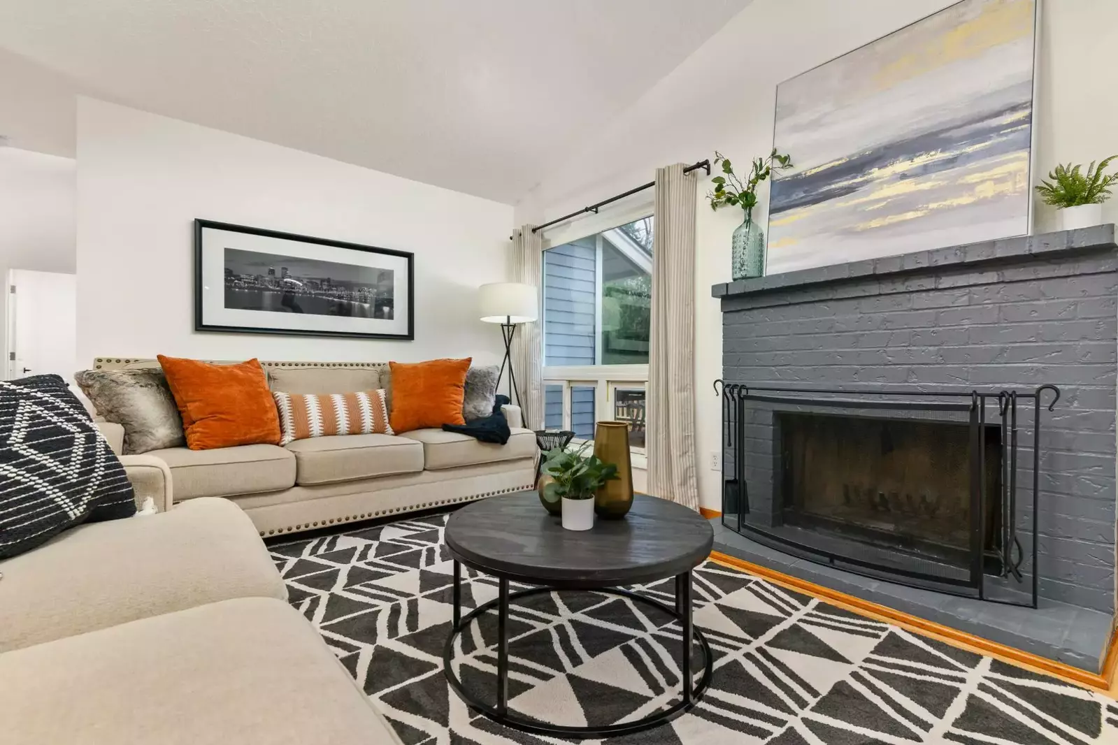 Relax in front of a cozy fire after a day exploring Oregon.