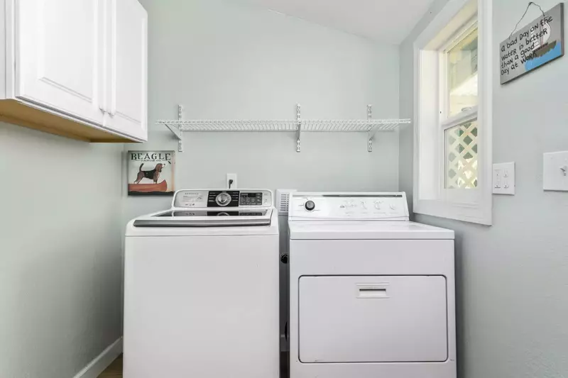 This rental has an up to date washing machine and dryer for guest use.