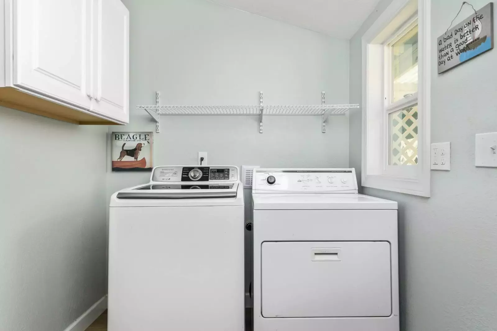 This rental has an up to date washing machine and dryer for guest use.