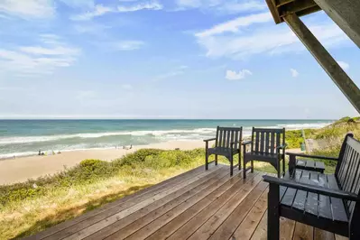 The deck is a perfect place to hang out and enjoy the ocean view.