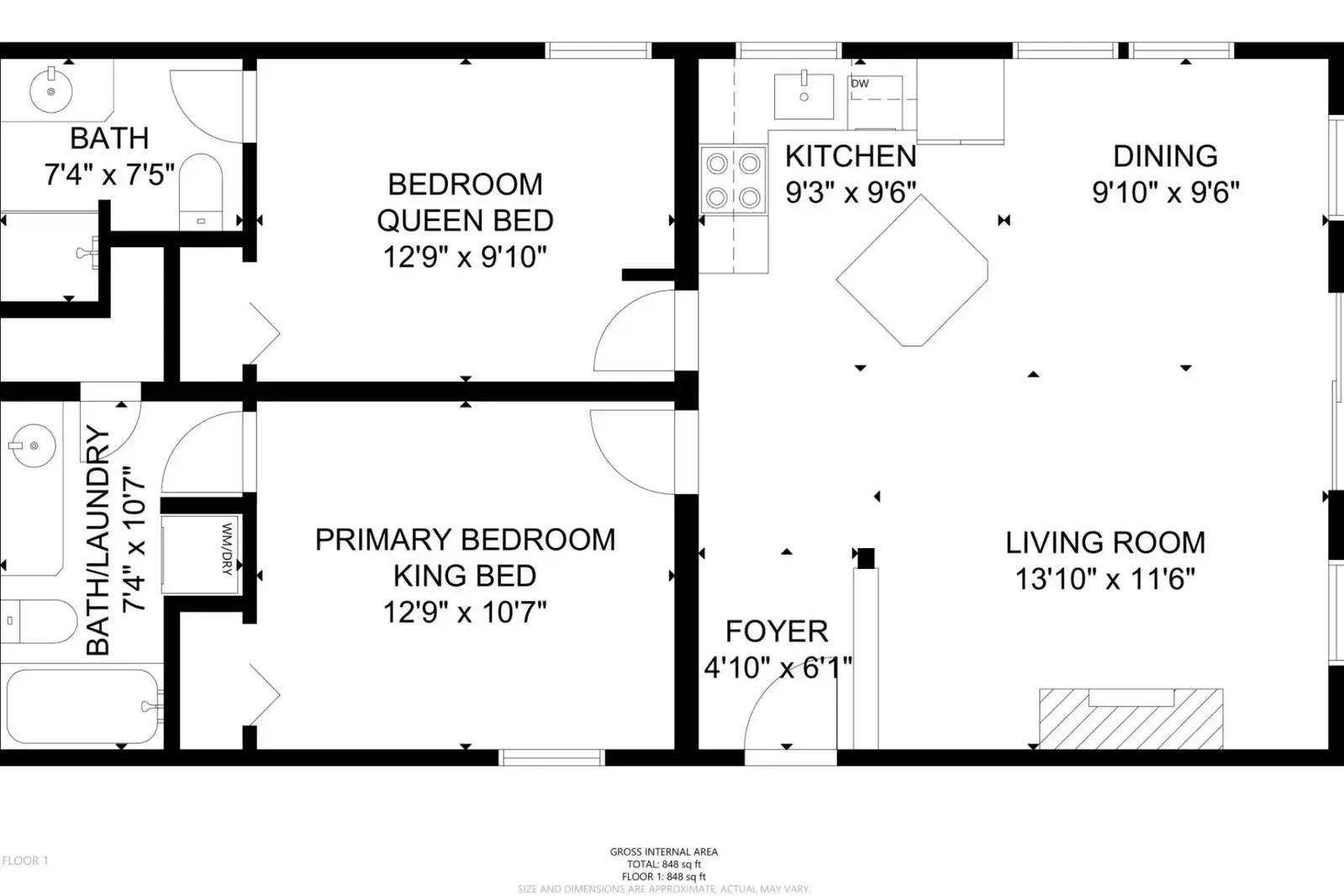 A detailed floor plan of this rental.