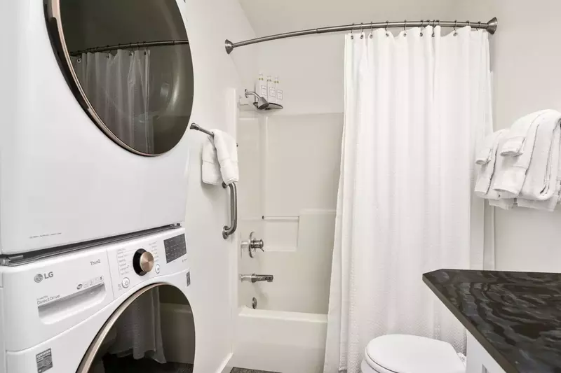 This rental has an up to date washing machine and dryer for guest use.