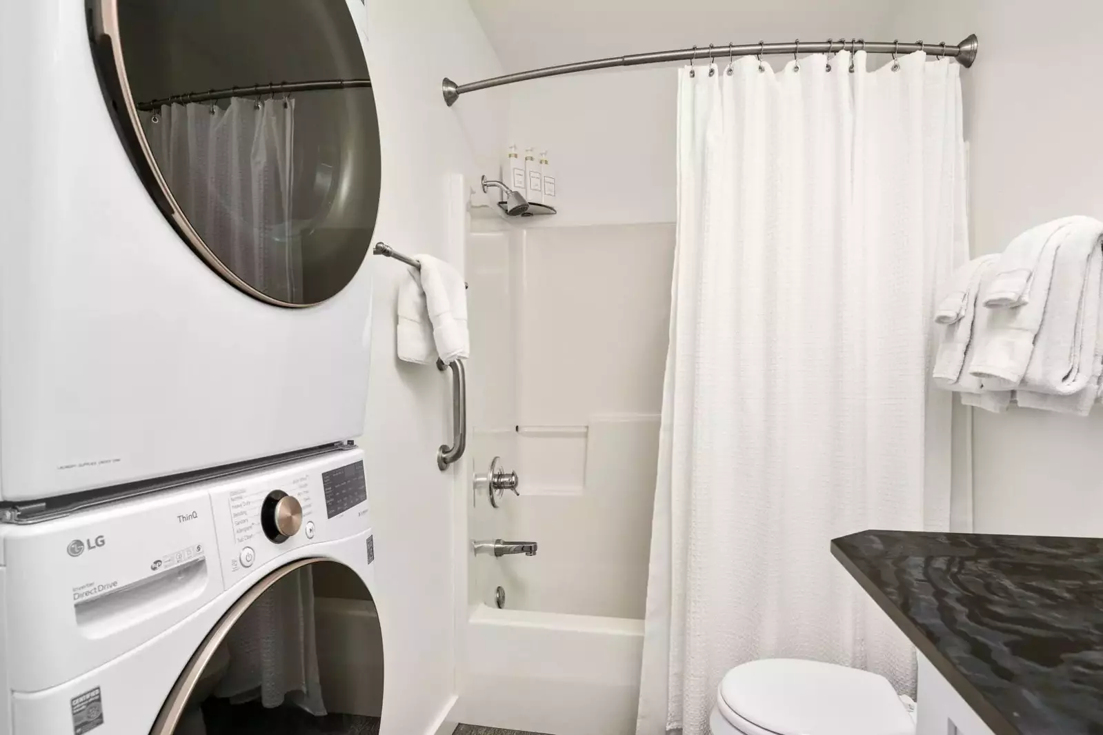 This rental has an up to date washing machine and dryer for guest use.
