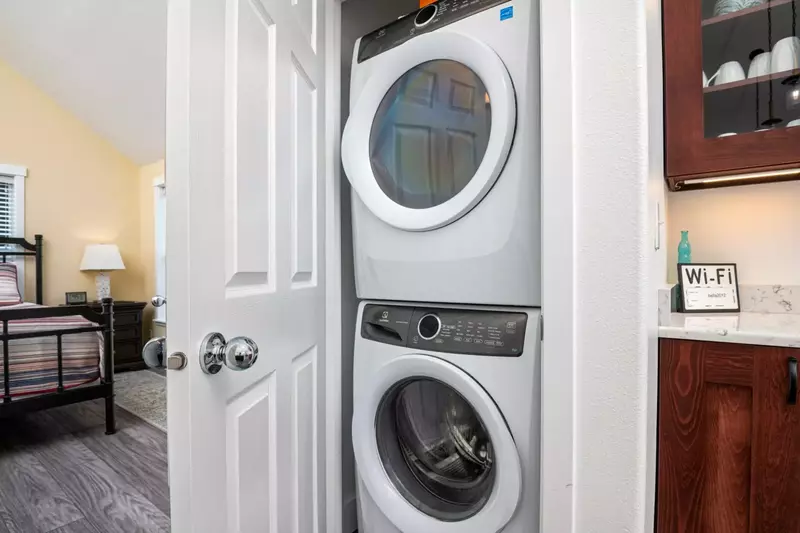 This rental has an up to date washing machine and dryer for guest use.