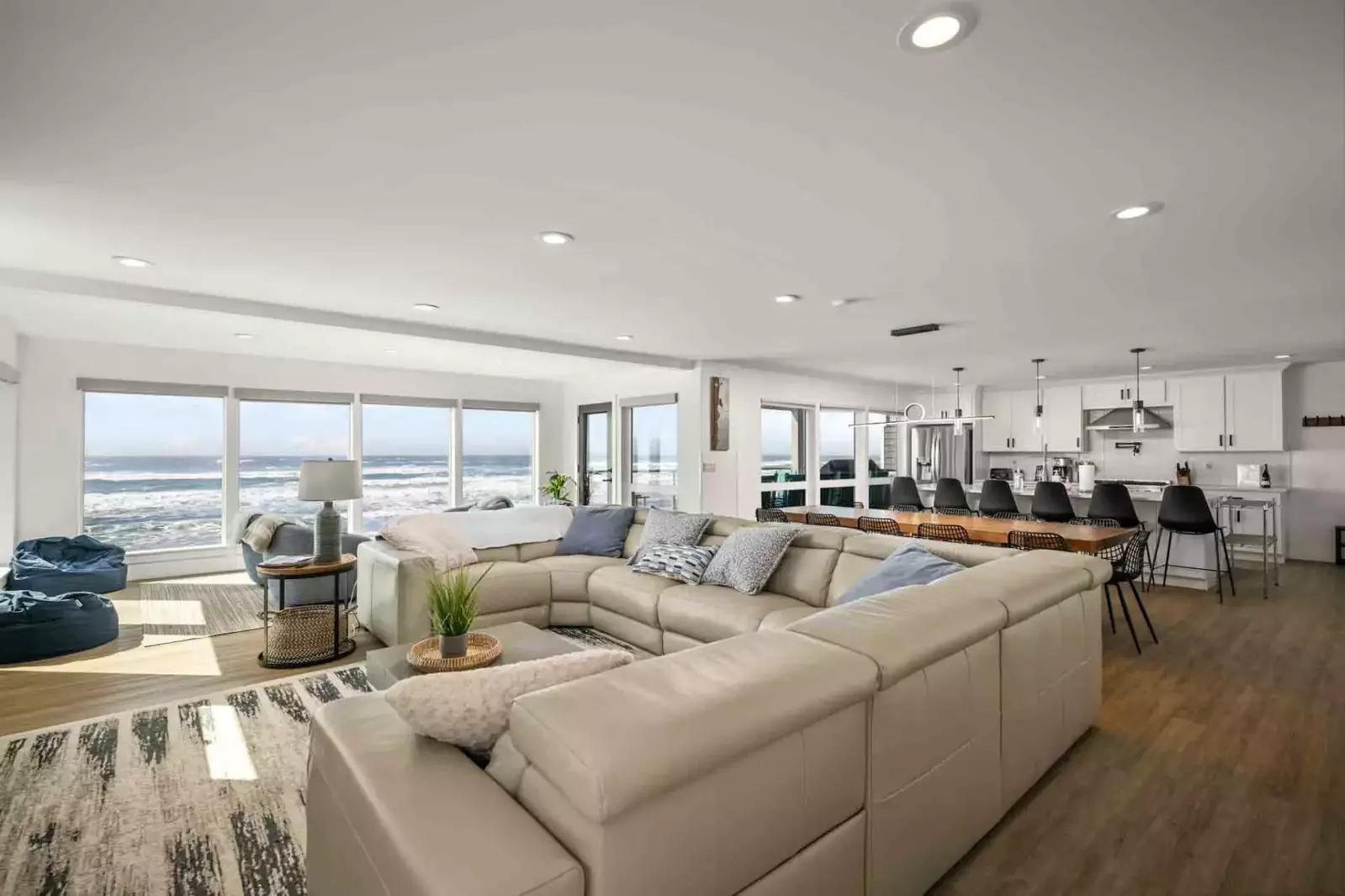 Relax in the spacious living room while enjoying the stunning ocean views.