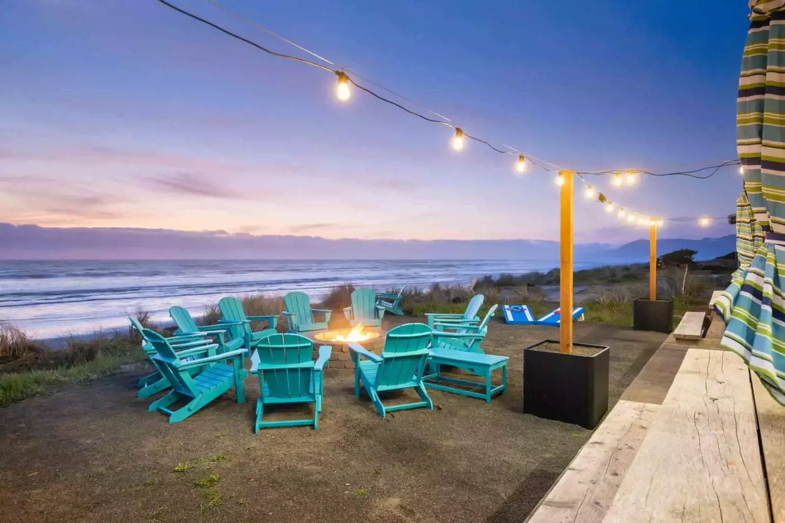 The firepit is an excellent place to relax after a day of exploring the Oregon Coast!