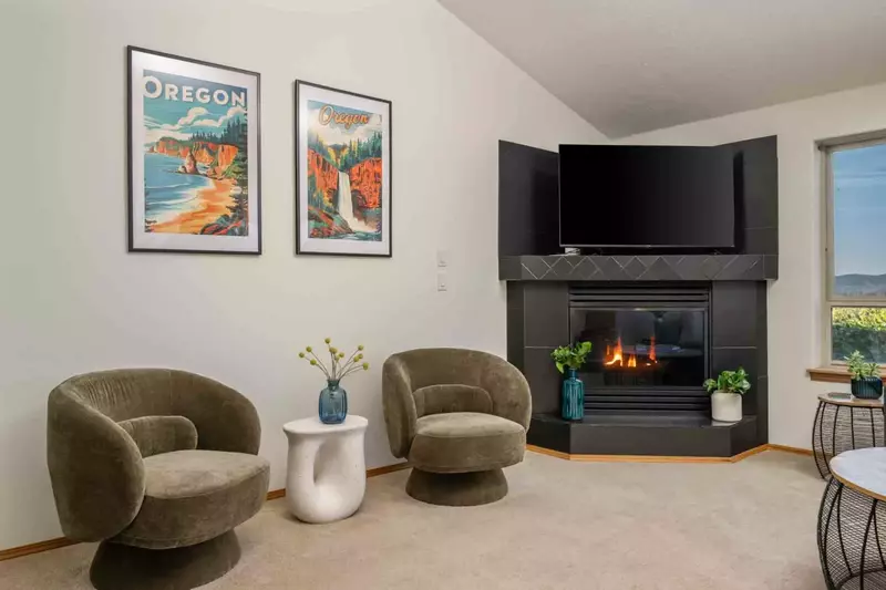 Watch you favorite movies, shows, and sports on this smart tv while relaxing in front of a cozy fire.