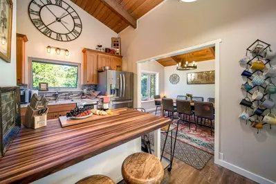 Prepare a delicious meal in this fully equipped and spacious kitchen.