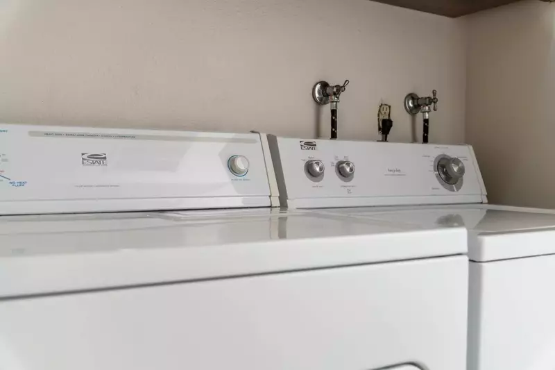 A washer and dryer are provided for your laundering needs.
