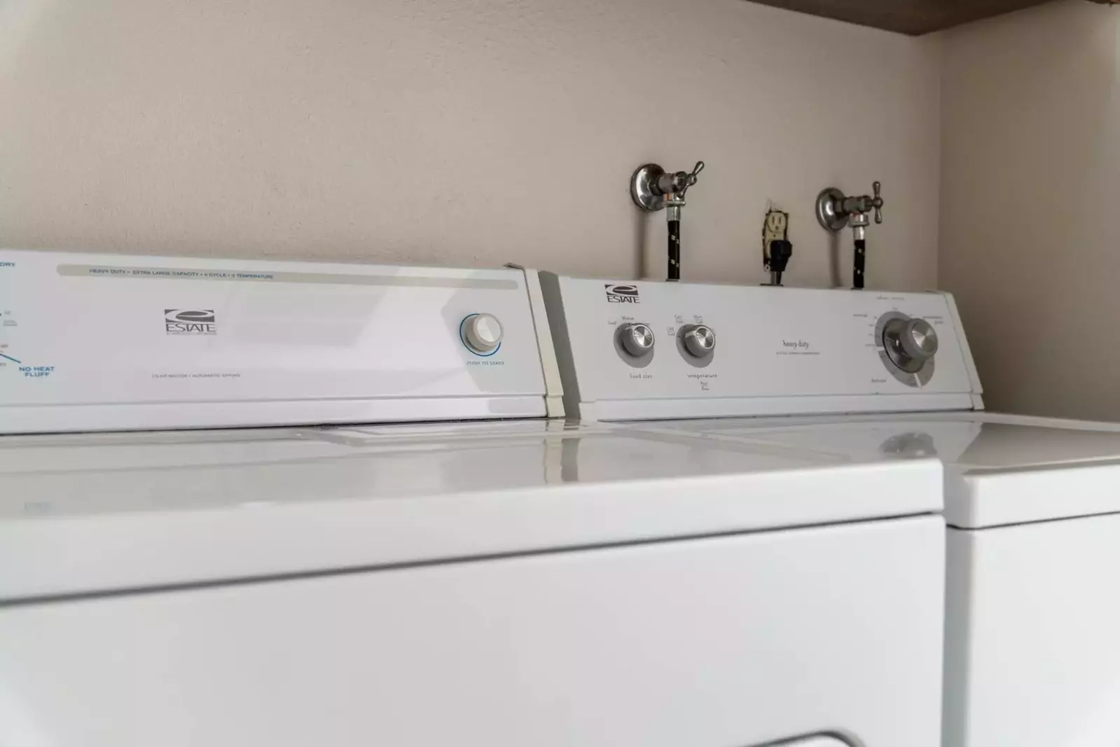 A washer and dryer are provided for your laundering needs.