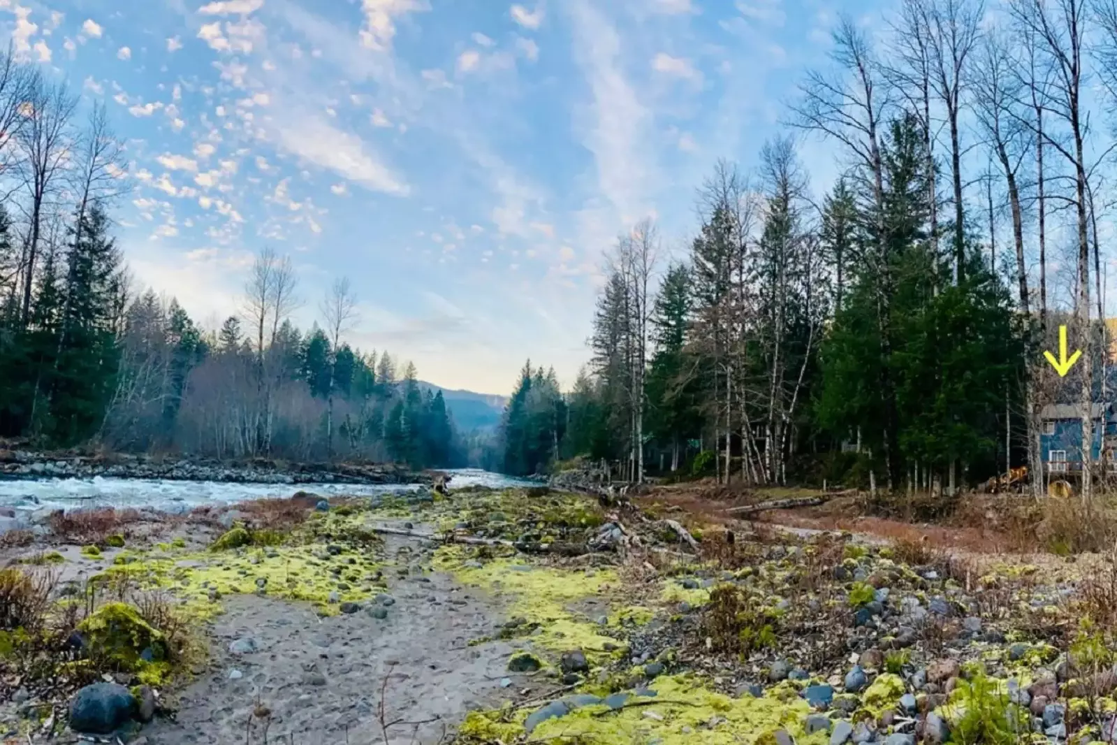 There is easy access to the Sandy River, which is gorgeous in every season.