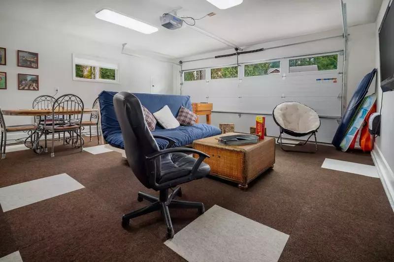 This garage has been converted to an incredible game room for play and streaming.