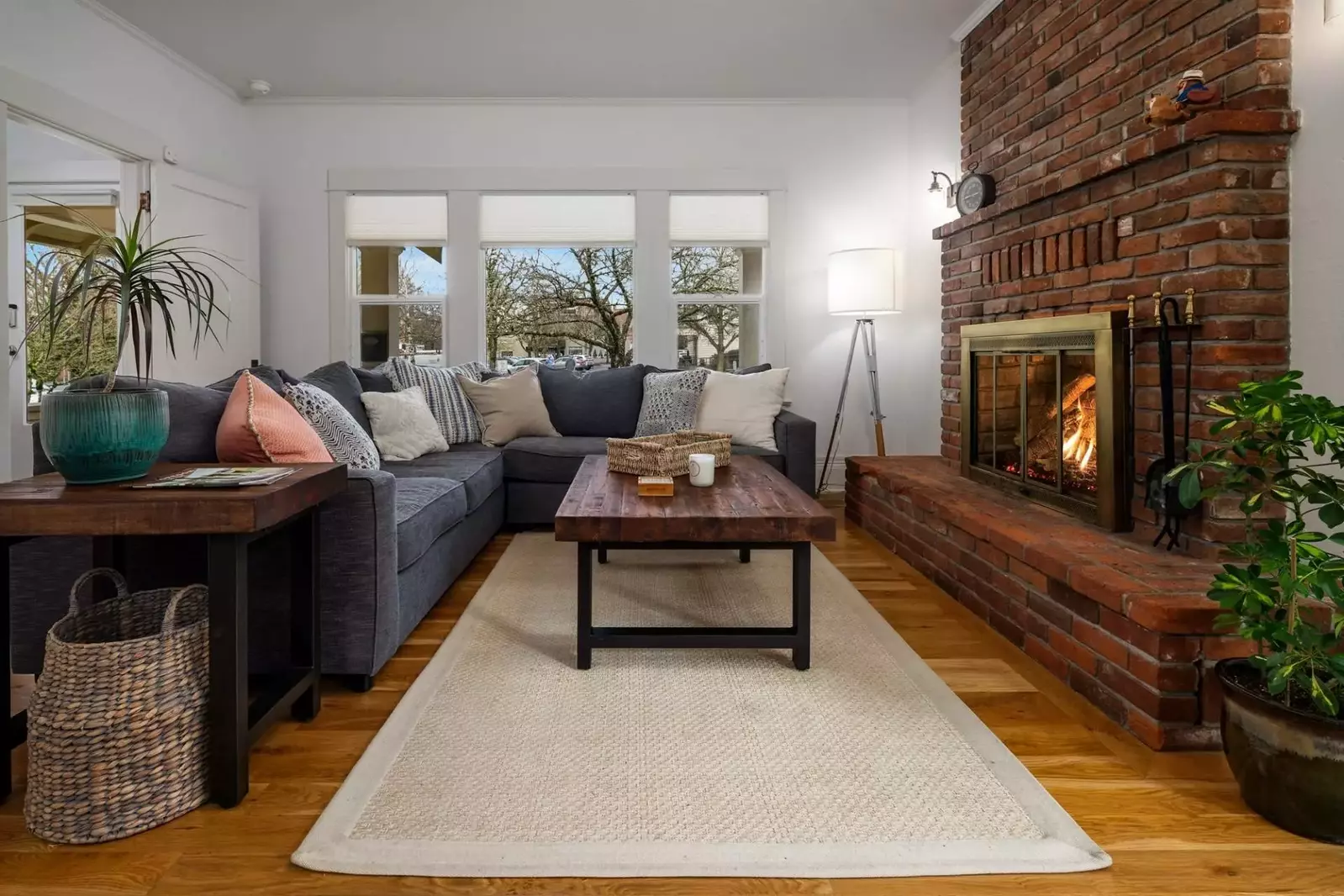 Enjoy some much relaxation and comfort in front of the living room fireplace.