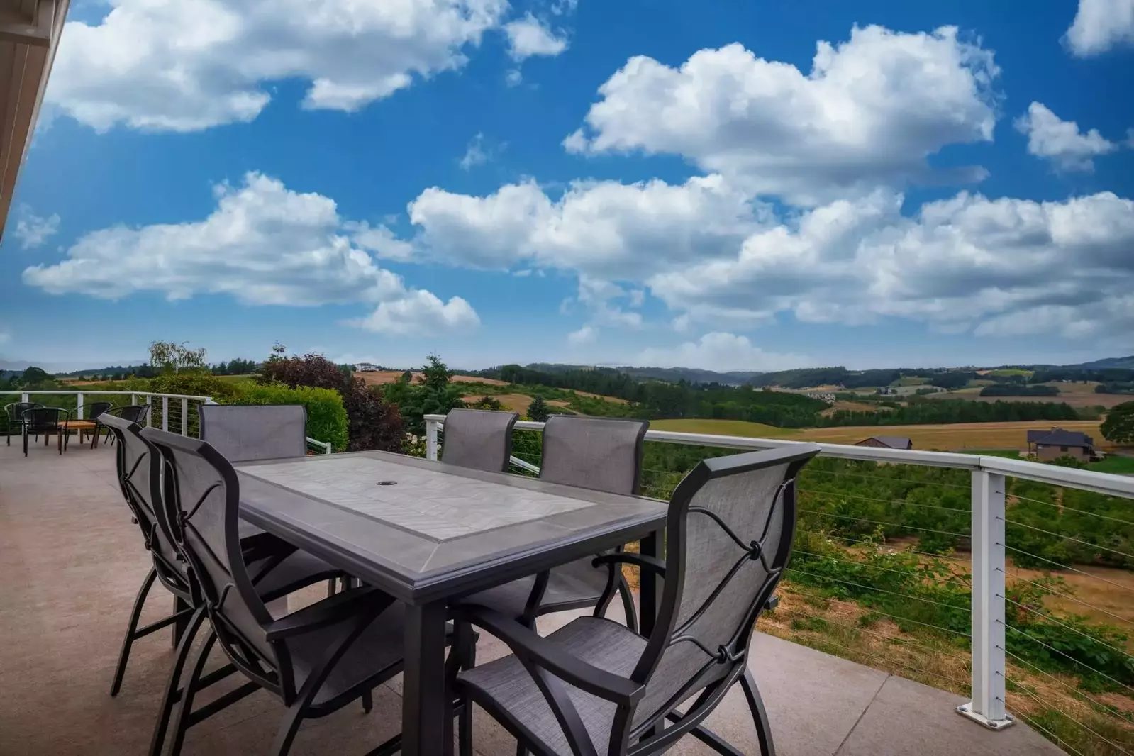 The outdoor deck had some lovely furniture, and the grass surrounding the property was helpful for our dog.  -Kirstin