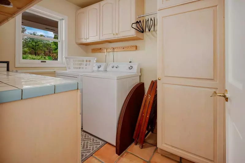 A washer and dryer are provided for your laundering needs.