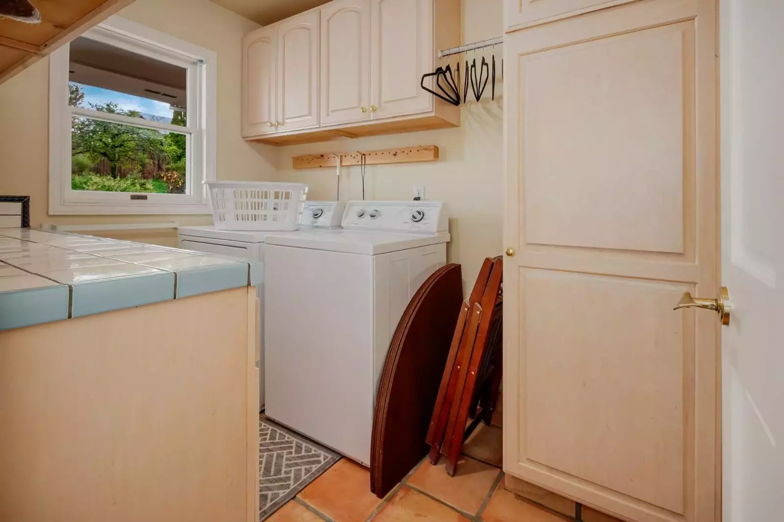 A washer and dryer are provided for your laundering needs.