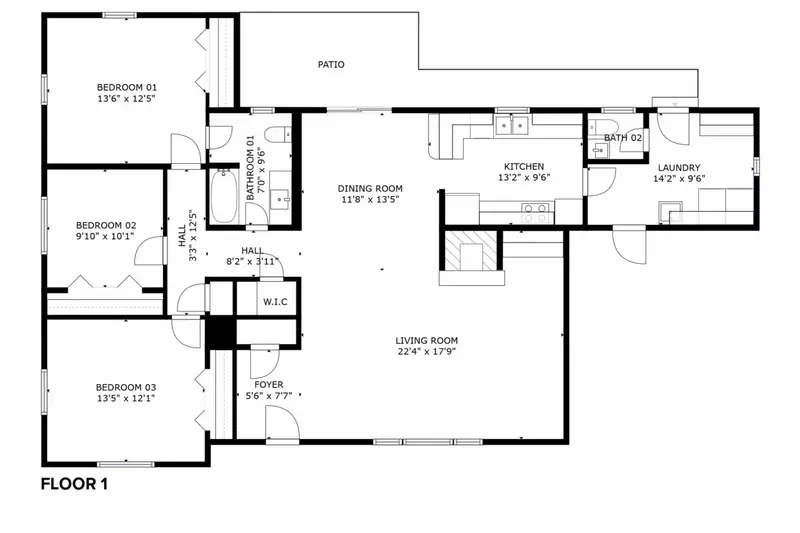 A detailed floor plan of this rental.
