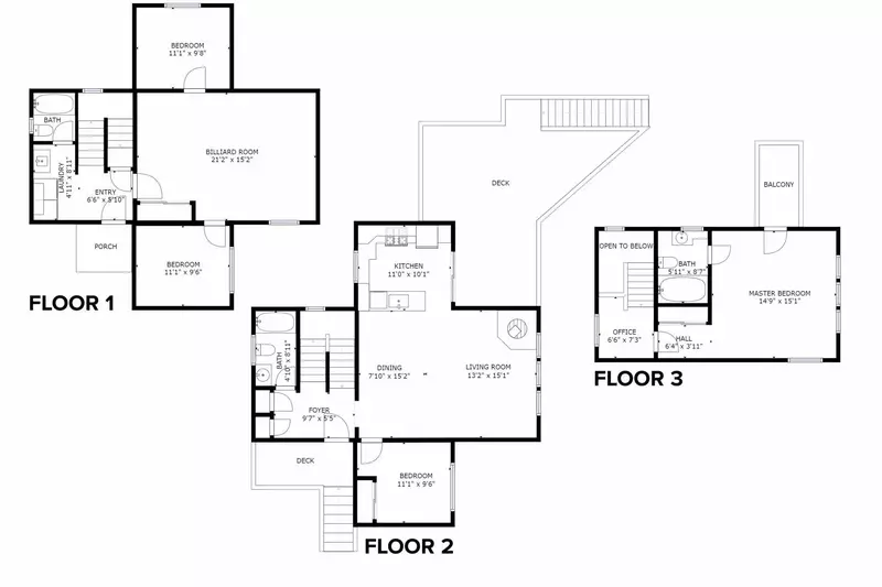 A detailed floor plan of Fernglen Forested Beach Retreat.
