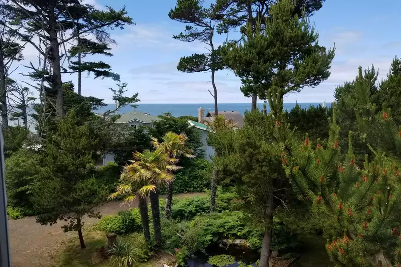Master Bedroom View Of Forest And Ocean Off Private Patio