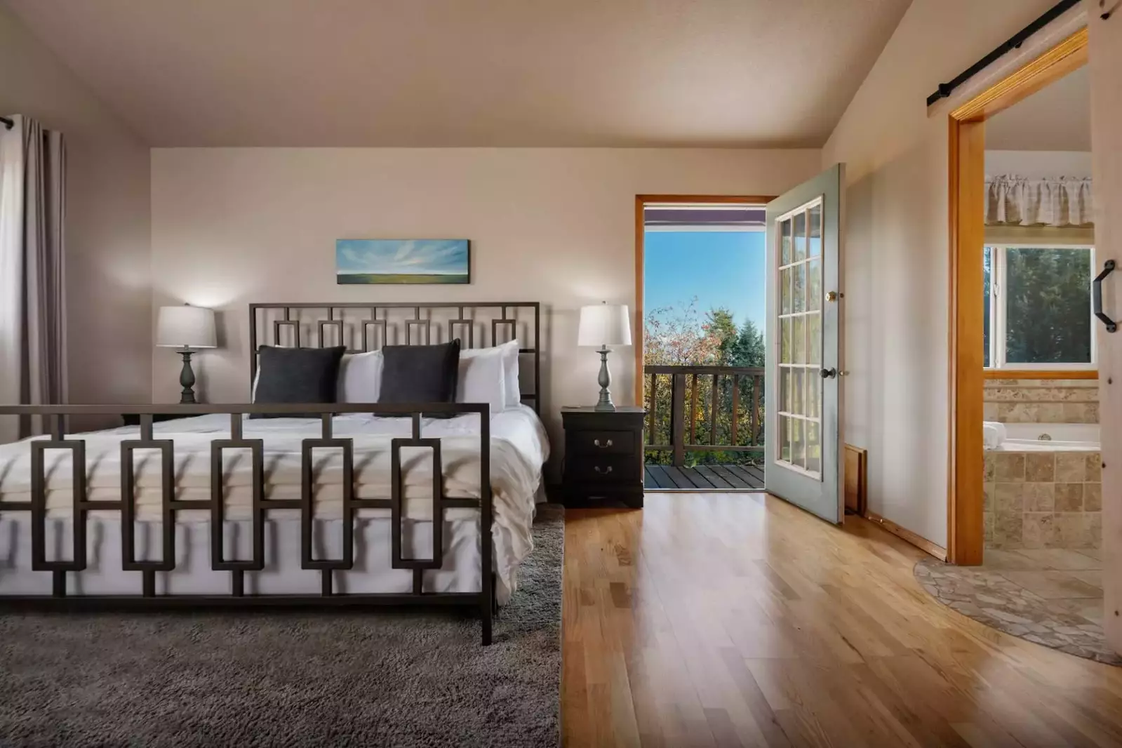 The master bedroom has tons of room and views.