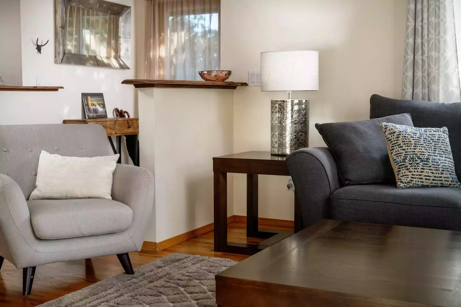 Bright and comfortable decor throughout.