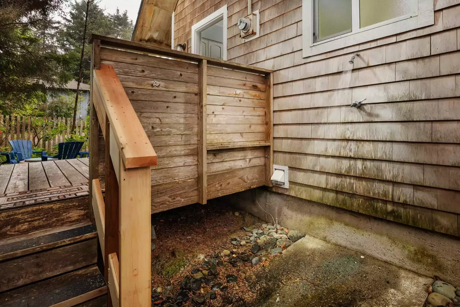 You can shower or rinse outside in this private area available for guests