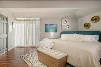 The main floor master bedroom is a wonderful space.