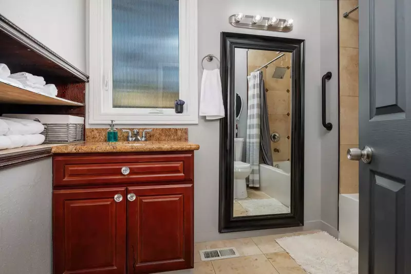 One of two full baths on the main level.