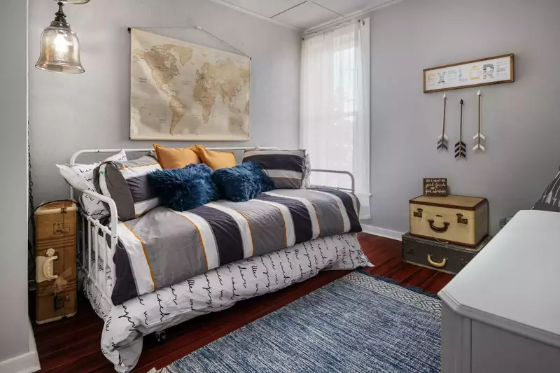 The trundle bed easily pulls out to sleep more if needed.