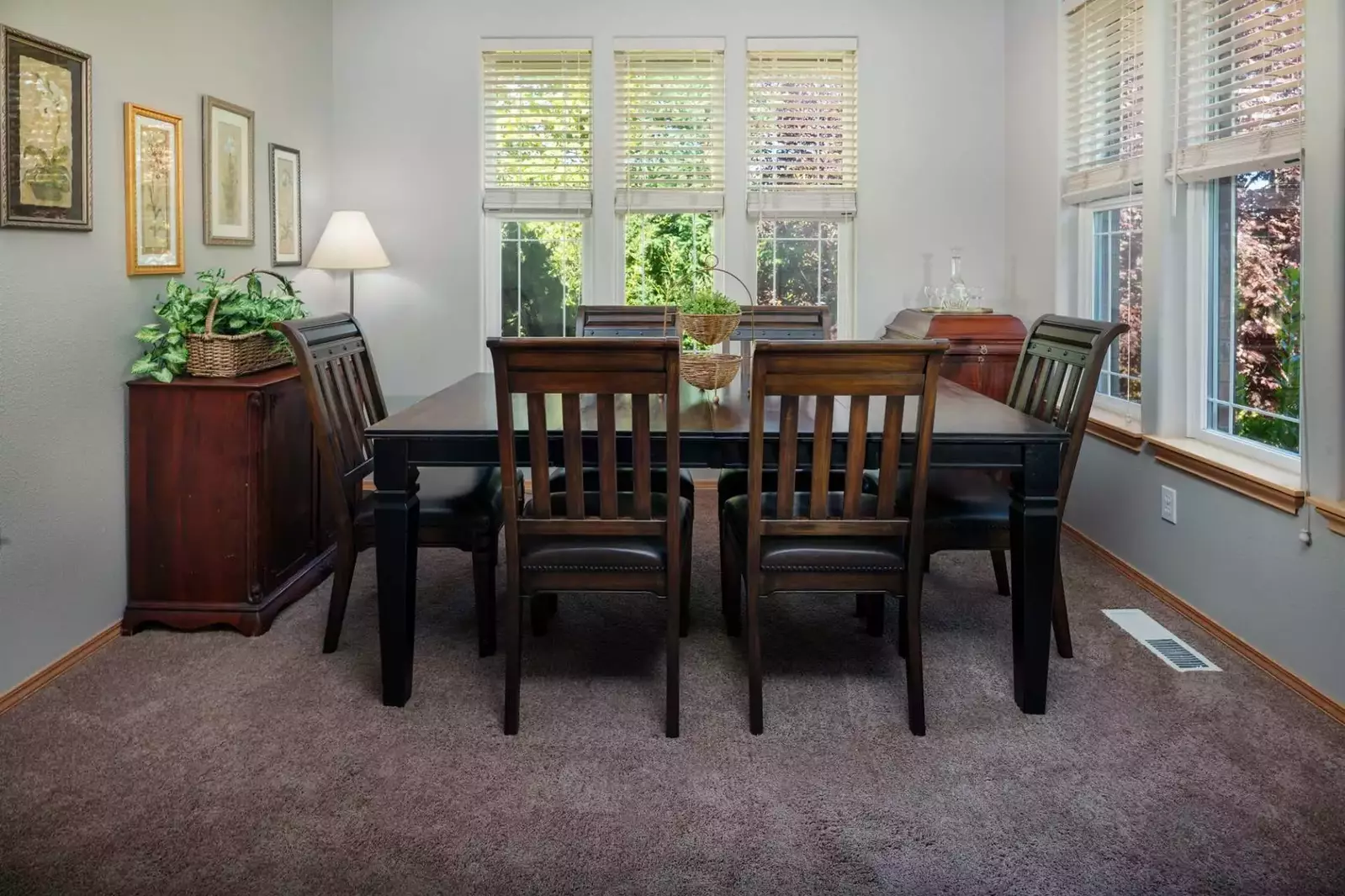 The dining area sits conveniently just off the kitchen and family room