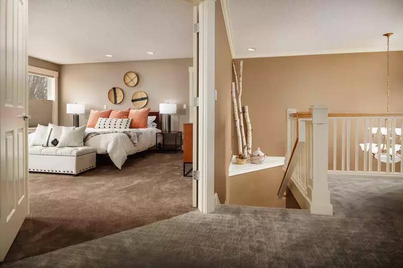 As you come upstairs, the large master suite is on your right.