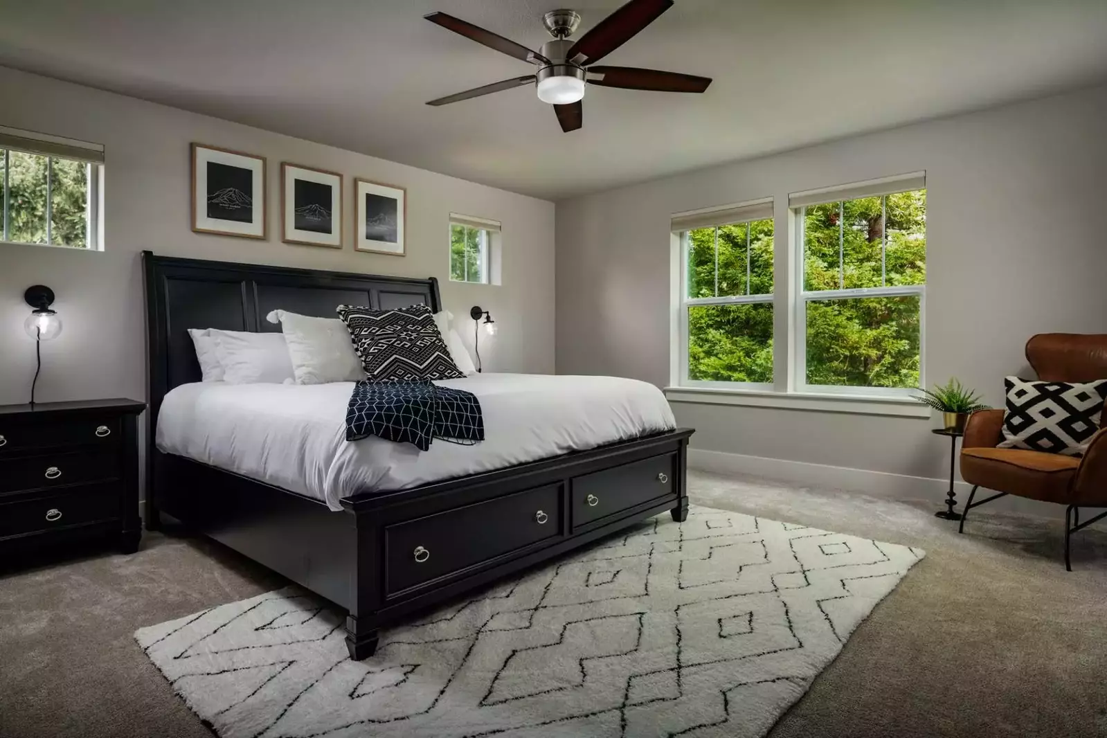 The master bedroom had a very comfortable king bed and was completely private with windows overlooking the trees.  -Cynthia