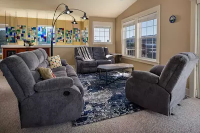 Plush and comfortable furniture throughout for your group to relax and enjoy.