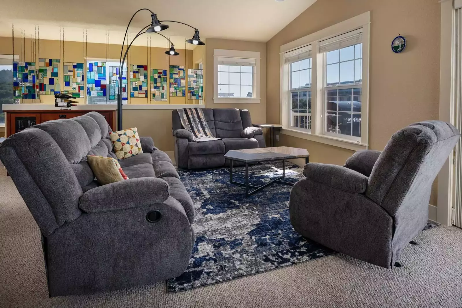 Plush and comfortable furniture throughout for your group to relax and enjoy.