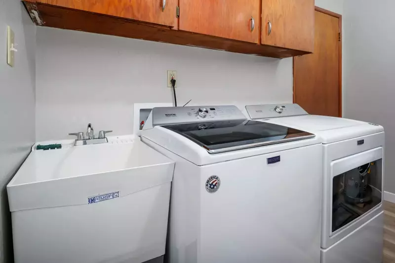 This rental has an up to date washing machine and dryer for guest use.