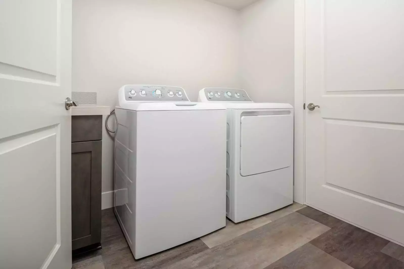 Brand new washer and dryer available for your laundering needs.