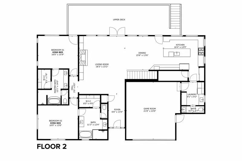Digital floor plan of the second floor layout.