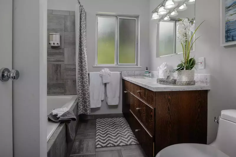 The bathrooms were clean, roomy and updated.  -Holly